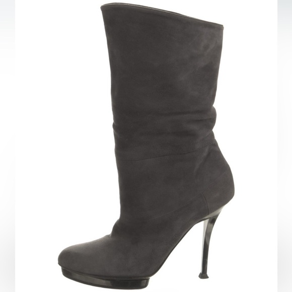 Gucci Shoes - Gucci Suede Mid-Calf or fold over ankle Boots Grey Size 36 6